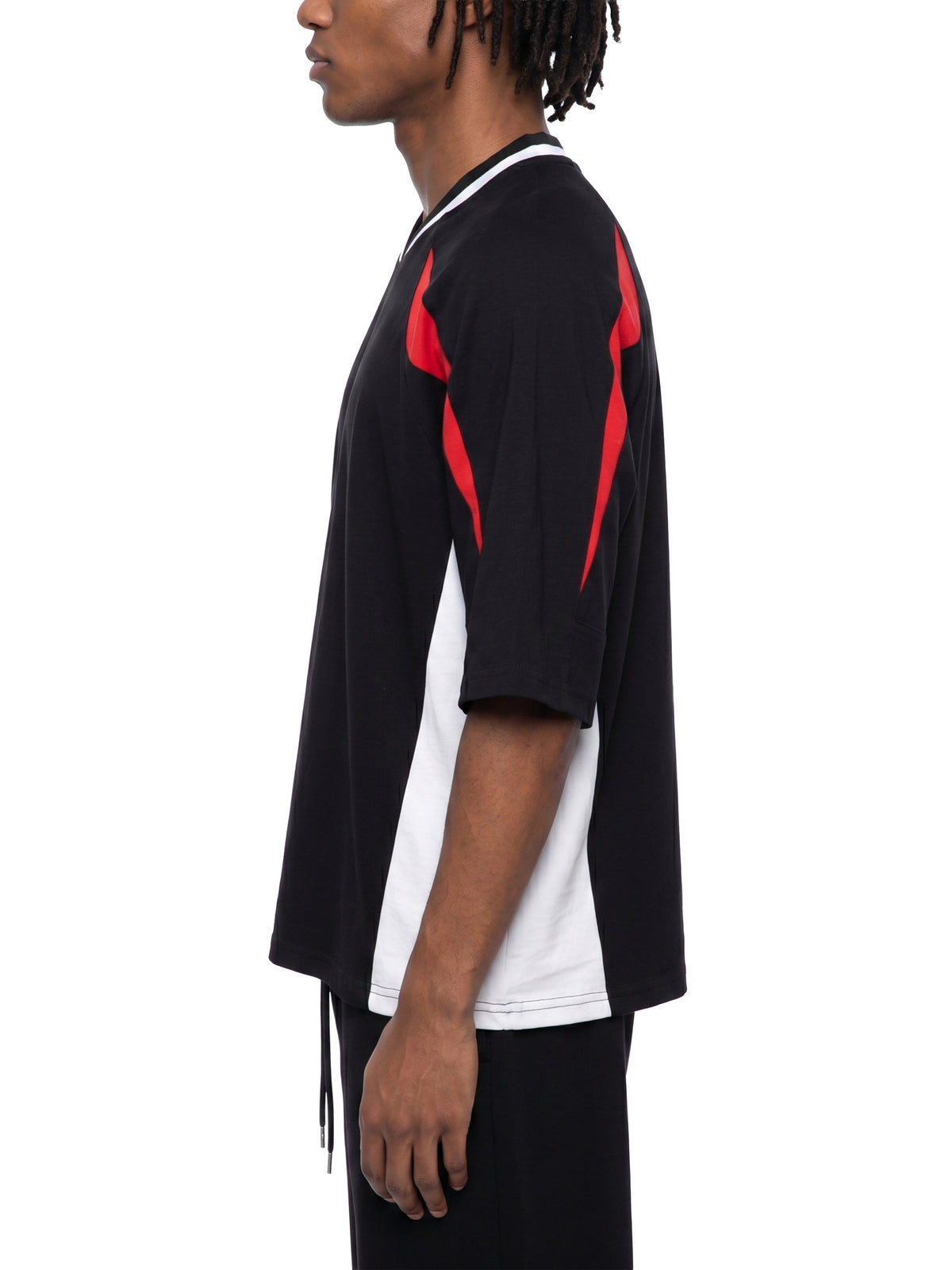 T-shirt oversize col V bicolore