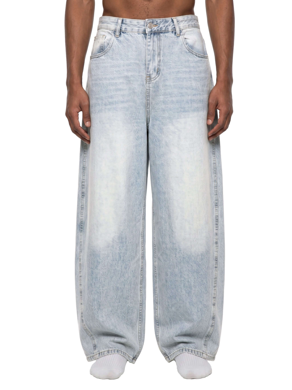Hommes Jeans Vintage Délavé en Coupe Barrel Leg
