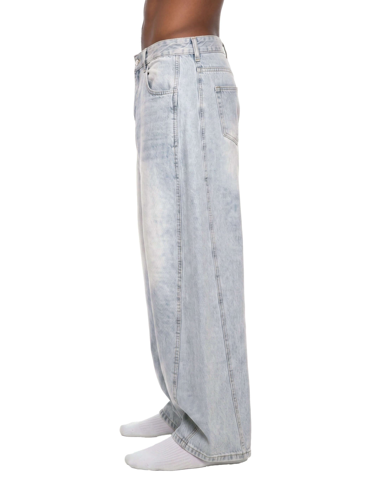 Hommes Jeans Vintage Délavé en Coupe Barrel Leg