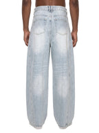 Hommes Jeans Vintage Délavé en Coupe Barrel Leg