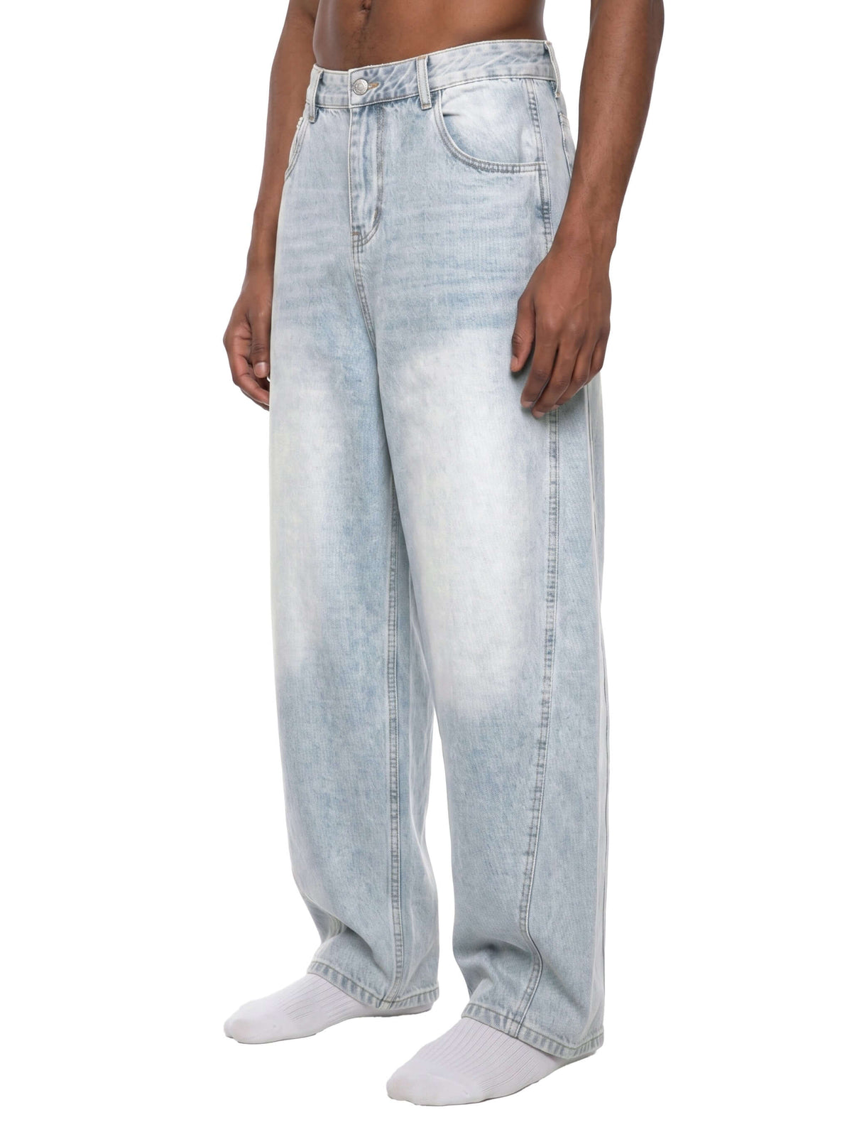 Hommes Jeans Vintage Délavé en Coupe Barrel Leg