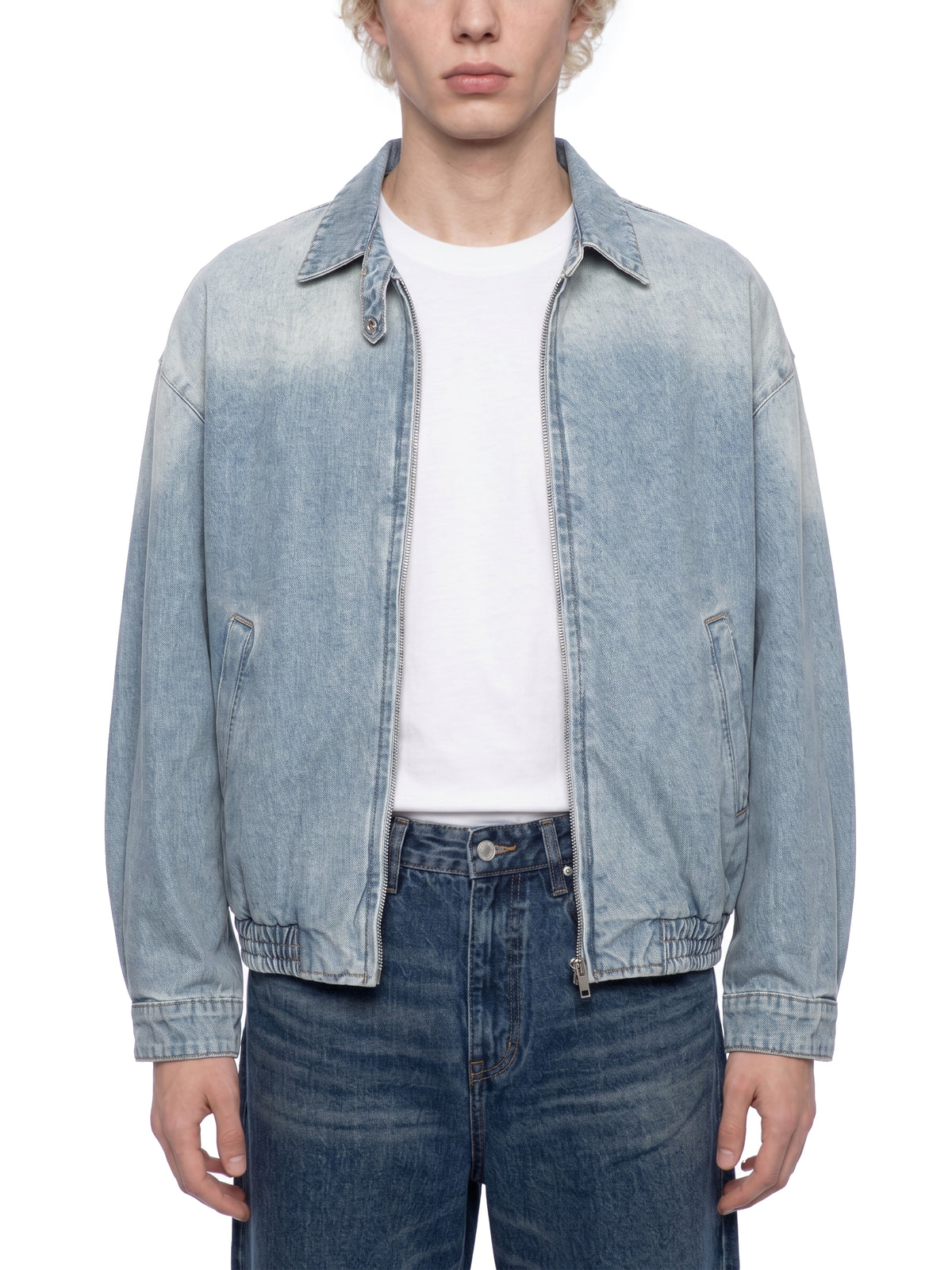 Veste en jean zippée à délavage vintage