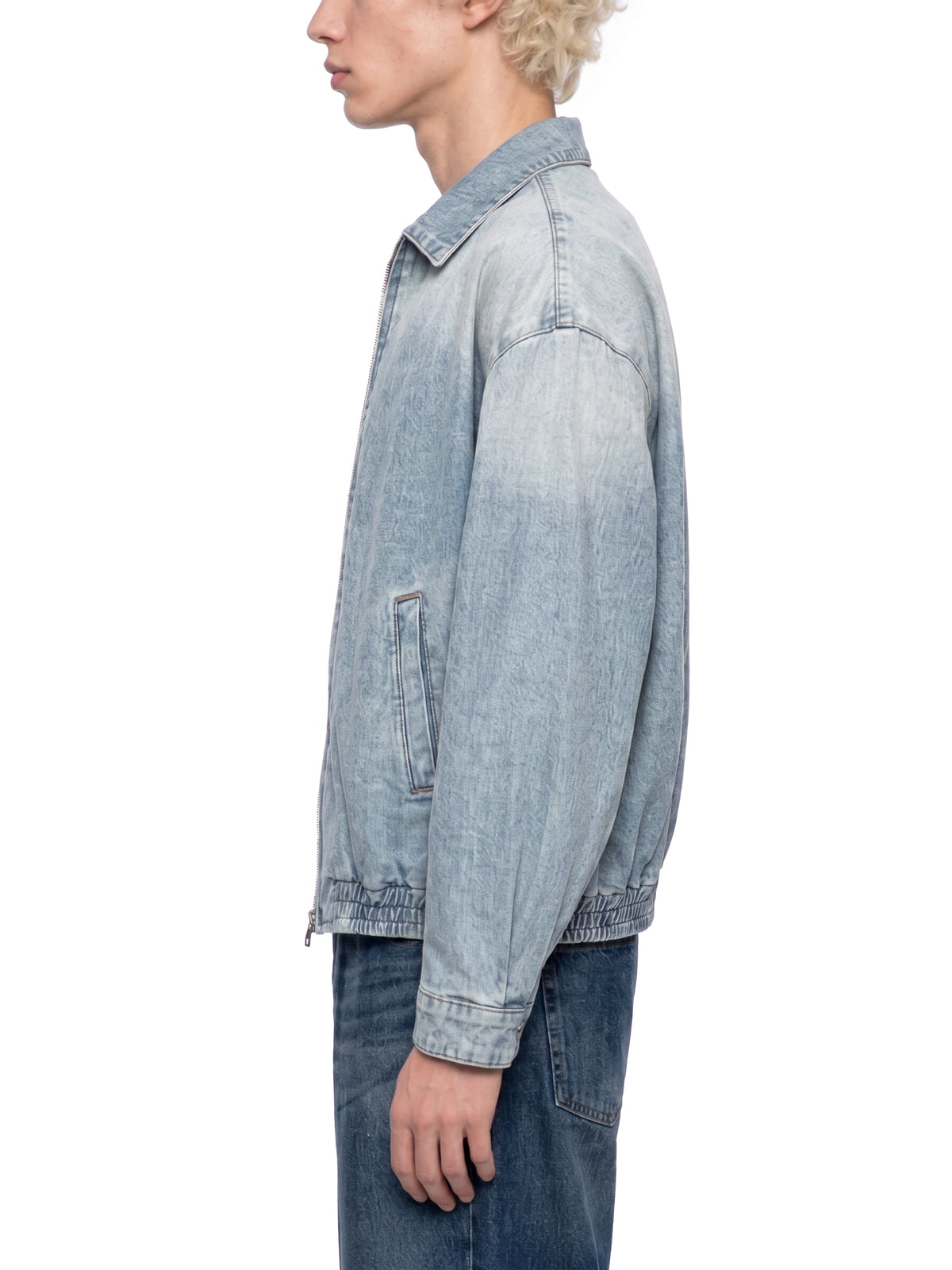 Veste en jean zippée à délavage vintage