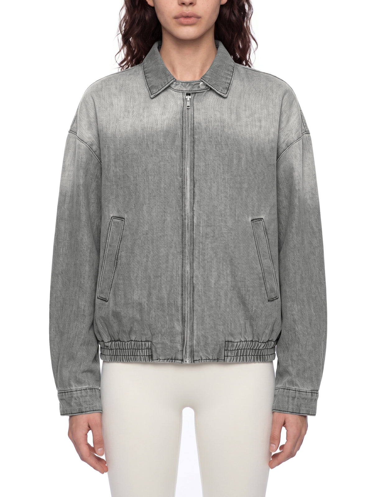 Veste en jean zippée à délavage vintage