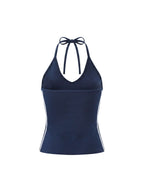 women's color block halter crop top