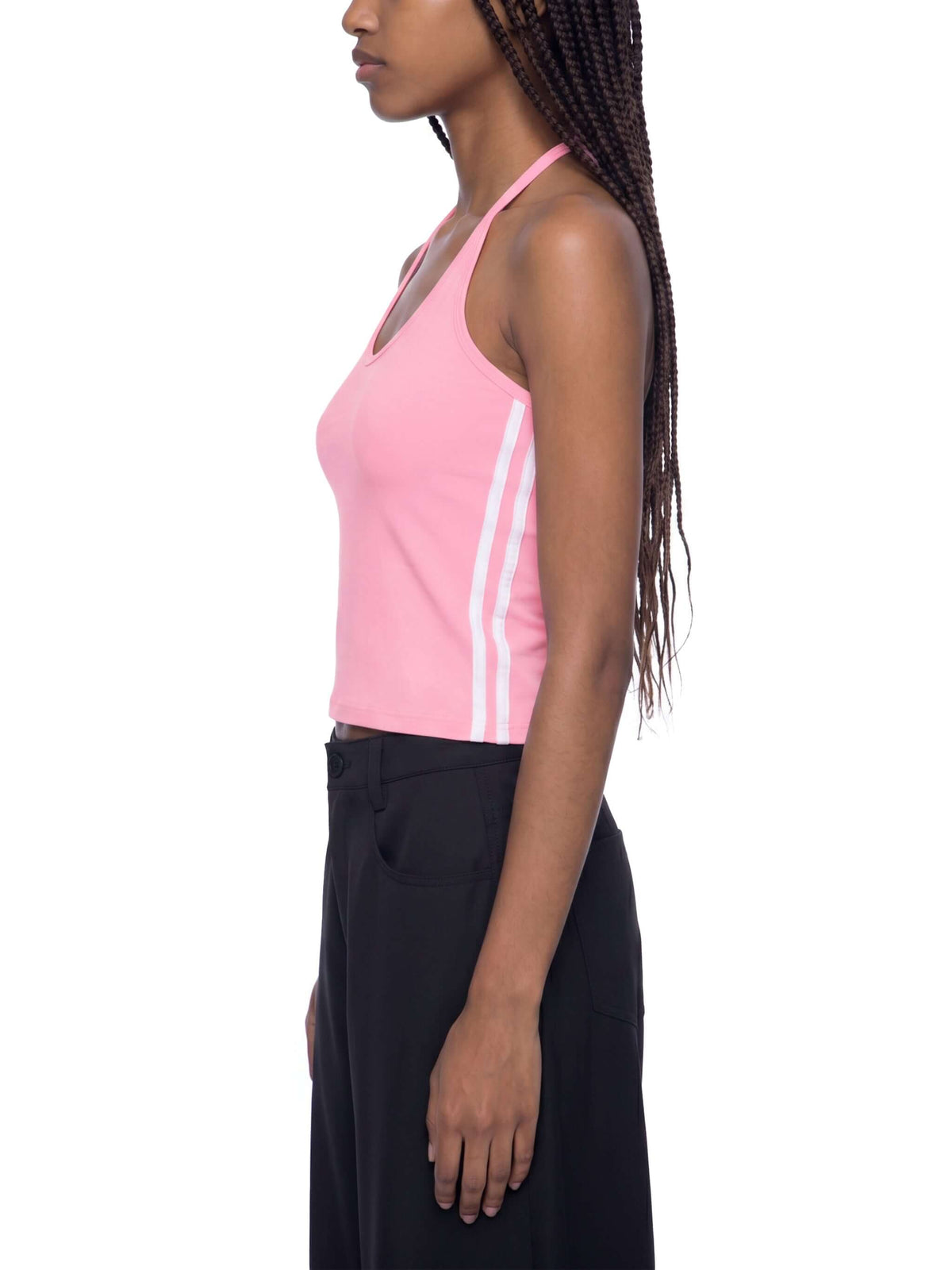 women's color block halter crop top