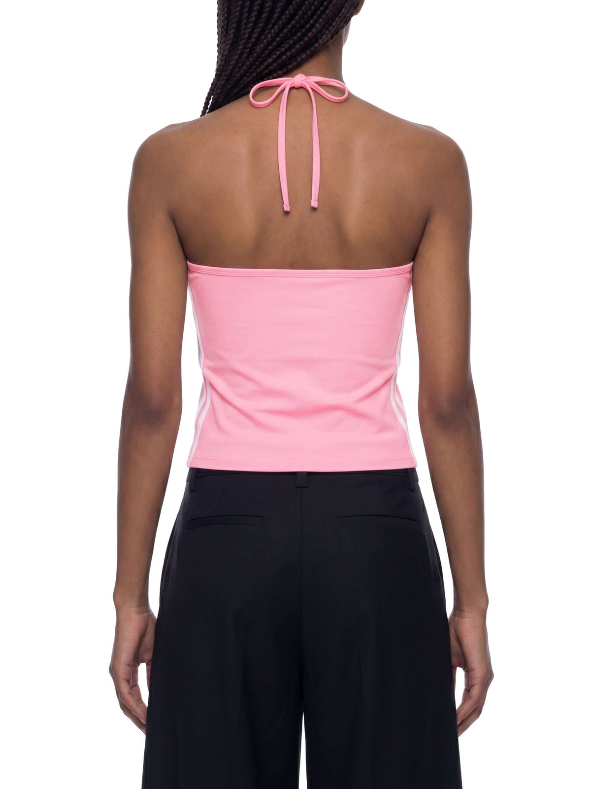 women's color block halter crop top