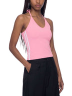 women's color block halter crop top