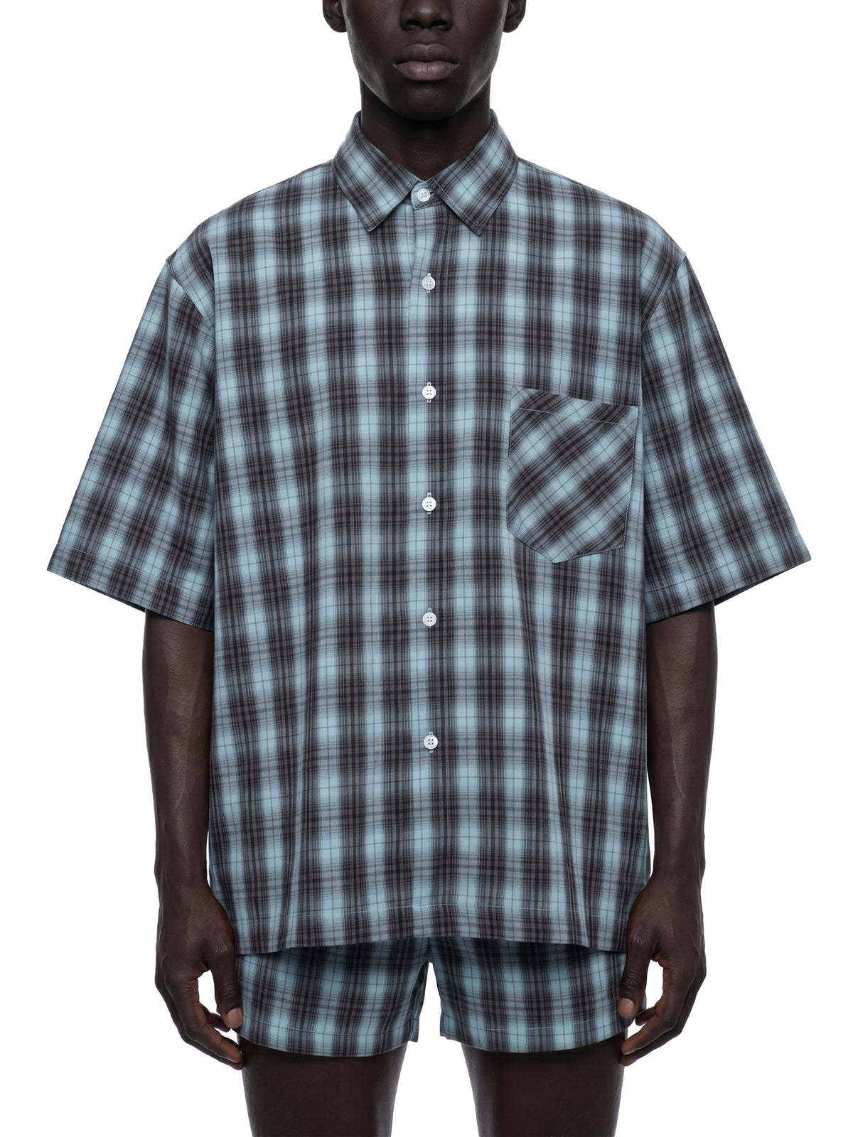 Chemise à carreaux manches courtes coupe boxy