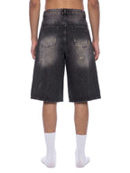 Short en jean à jambes larges délavage vintage