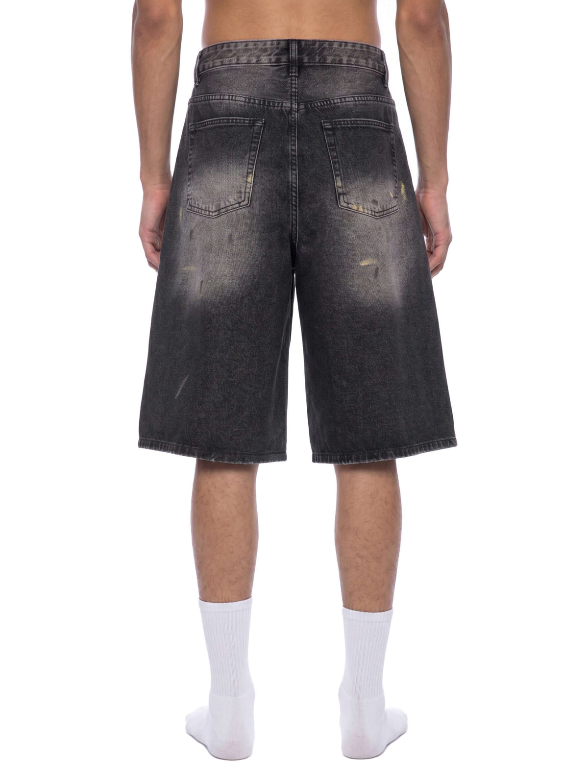Short en jean à jambes larges délavage vintage