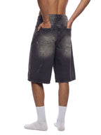 Short en jean à jambes larges délavage vintage