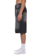 Short en jean à jambes larges délavage vintage