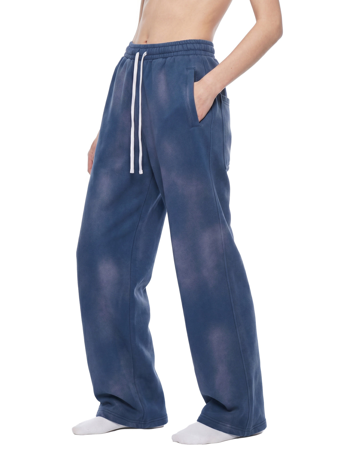 Pantalon de jogging évasé en polaire délavé