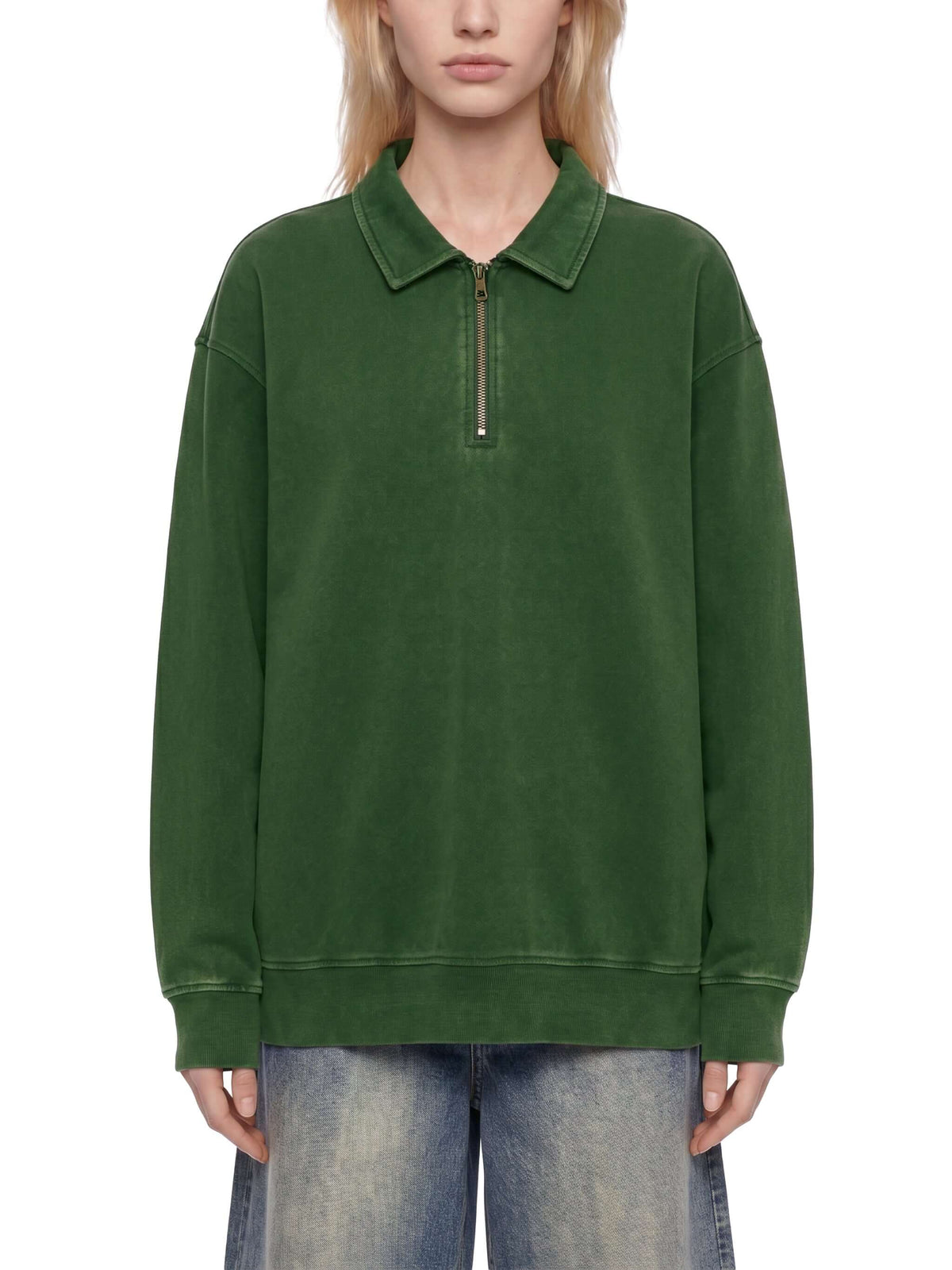 sweat-shirt vintage col zippé unisexe