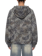 Sweat à capuche zippé léopard vintage