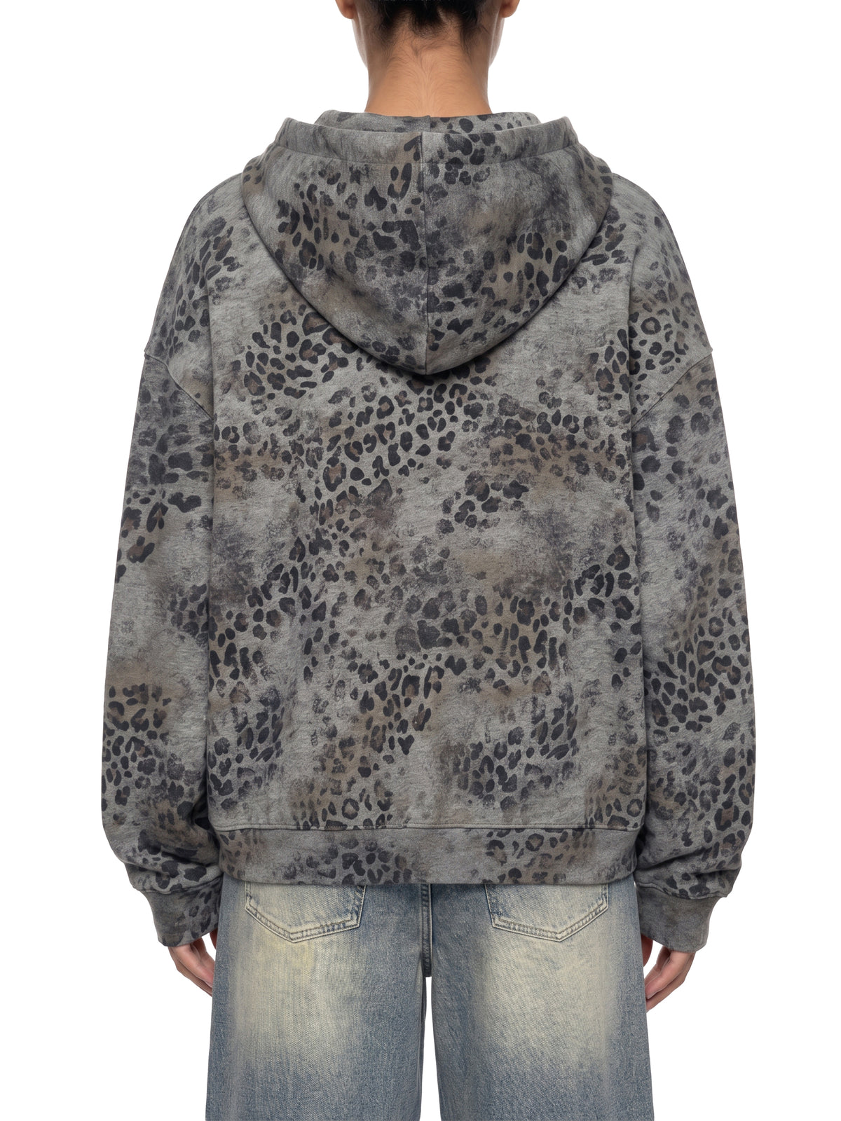 Sweat à capuche zippé léopard vintage