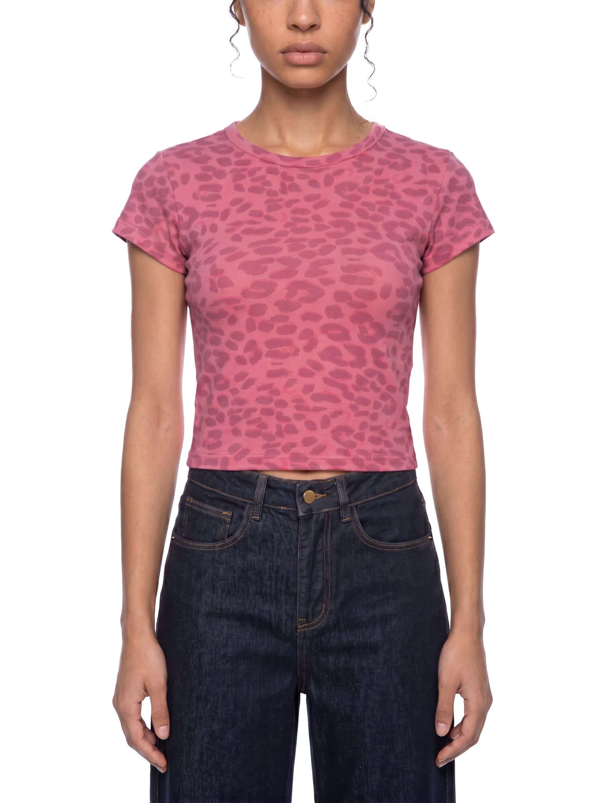 t-shirt en crop imprimé léopard pour femmes