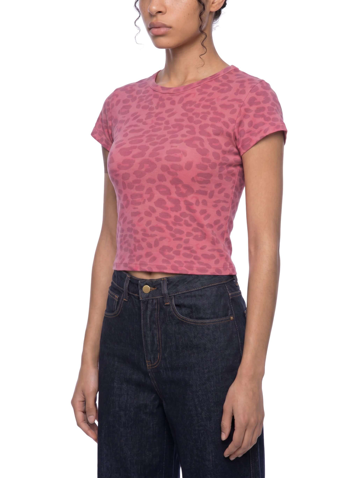 t-shirt en crop imprimé léopard pour femmes