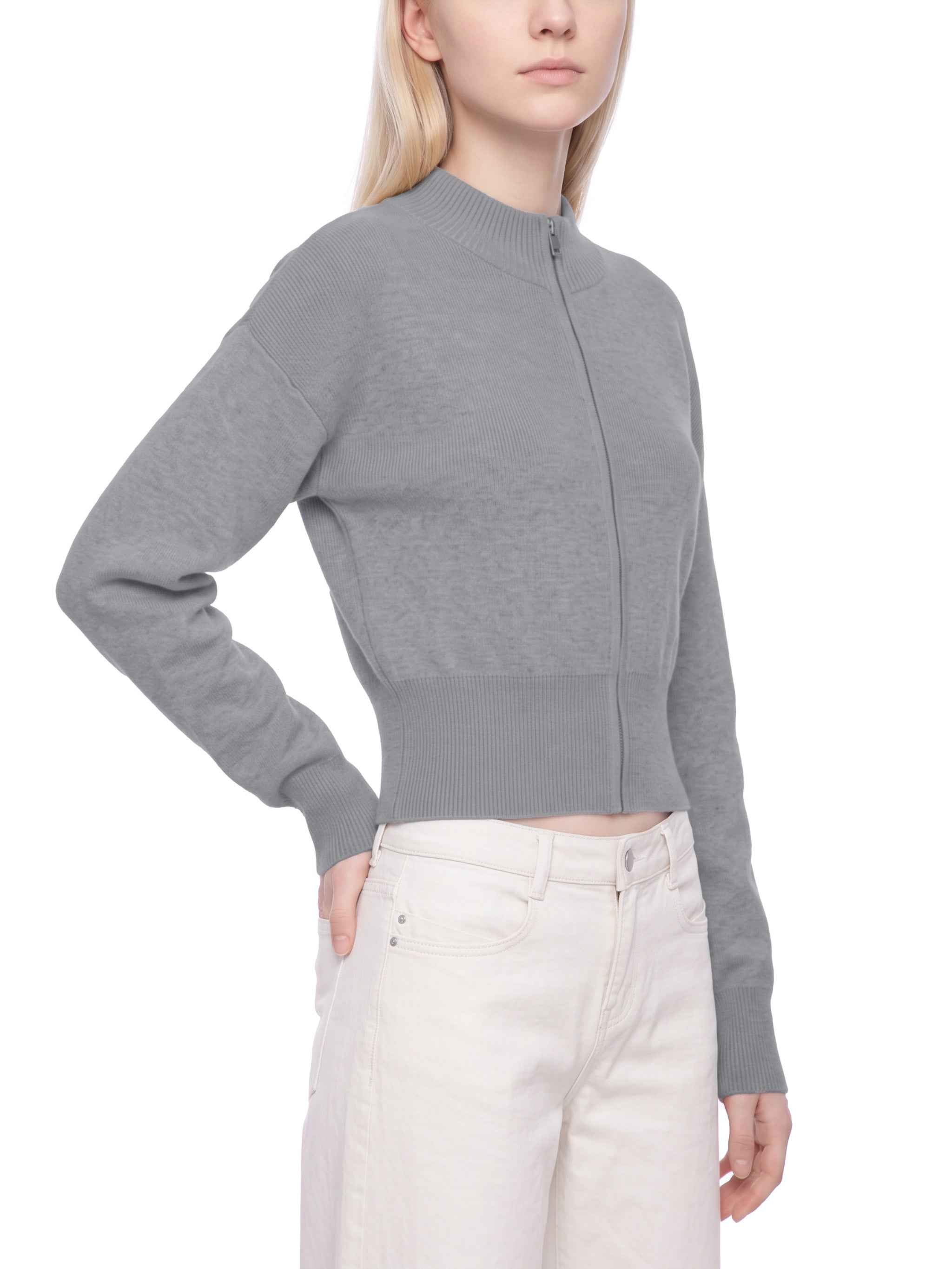 Cardigan Zippé Col Montant